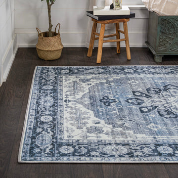 Asa Ornate Medallion Washable Area Rug
